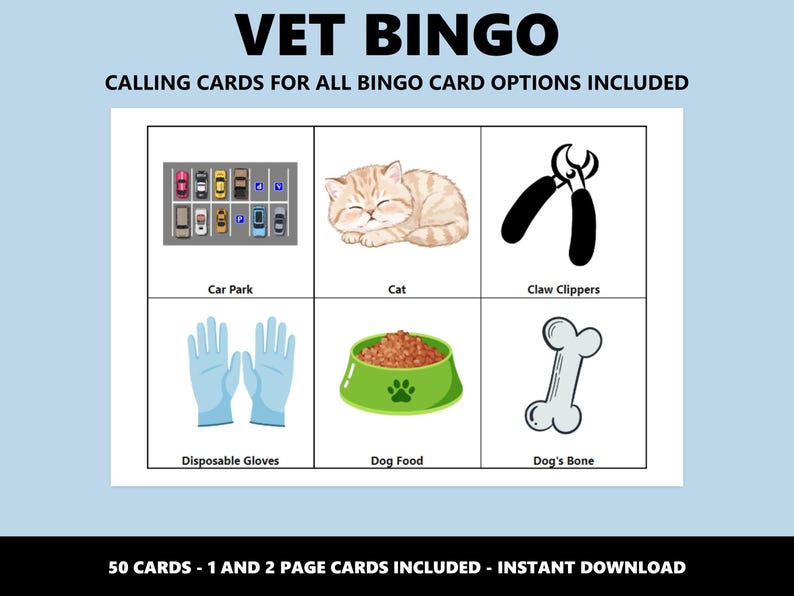 Vet Bingo: Fun 50 Card Veterinary Themed Bingo Game (Instant Download) image 4