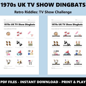 1970s UK TV Show Dingbats Picture Quiz: Fun Printable Trivia Game for Parties (Instant PDF Download) image 2