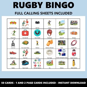 Rugbybingospel: 50 unieke kaarten (directe download) afbeelding 3
