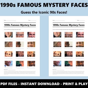 1990er Jahre Mystery Faces Bilder Quiz: Lustiges Quiz-Spiel für Parties und Events (Instant PDF Download) Bild 2