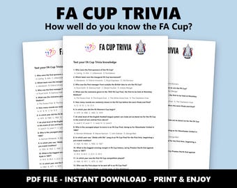 FA Cup Trivia: Multiple Choice Quiz Game (Instant Download)