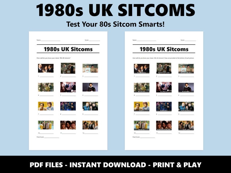 1980s UK Sitcoms Picture Quiz: Trivia Game (Instant PDF Download) image 2