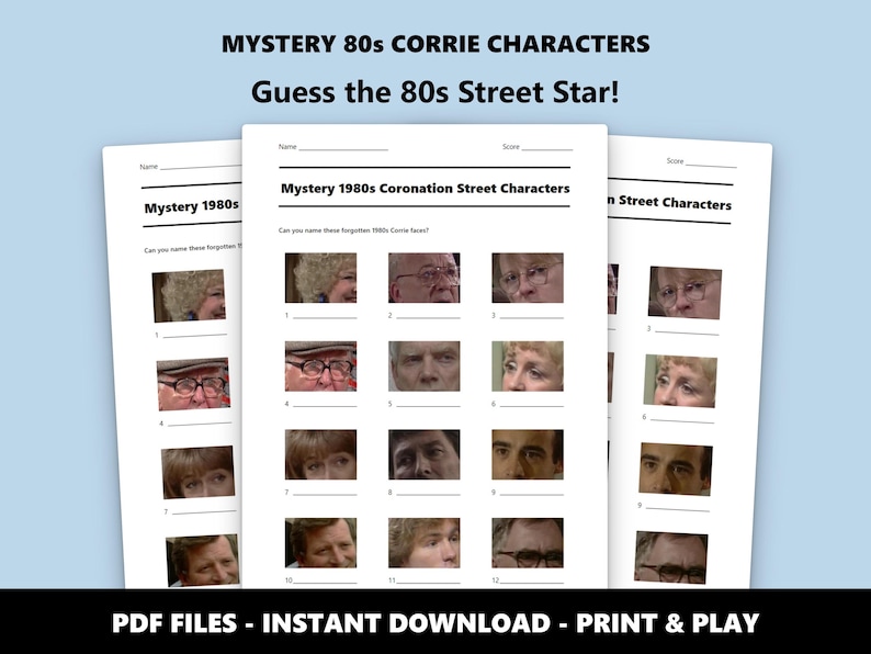 1980s Coronation Street Mystery Picture Quiz: Trivia Game (Instant PDF Download) image 1
