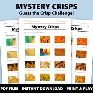Mystery Crisps Picture Quiz: Fun Snack Guessing Game for Parties and Events (Instant PDF Download) image 1