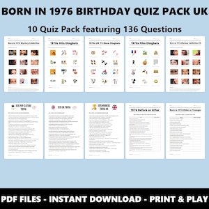 50th Birthday UK Quiz: Born in 1976 Trivia Bundle (Instant PDF Download) image 1