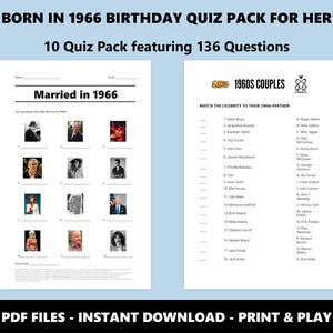 Paquete de preguntas de cumpleaños de 1966: Trivial del 60.º cumpleaños, 10 juegos (descarga instantánea en PDF) imagen 4