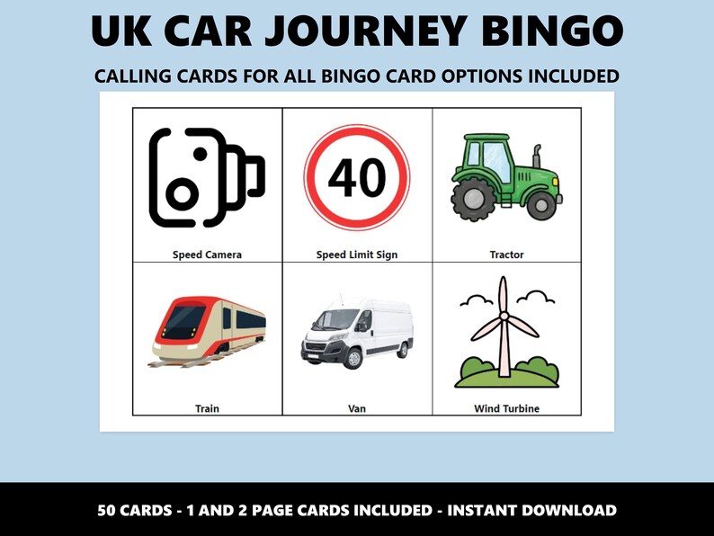 英国ドライブ旅行ビンゴ：家族で楽しめる英国ロードトリップビンゴゲーム（即時ダウンロード） 画像 4
