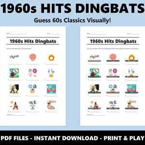 Quiz de imagens com sucessos dos anos 60: Jogo divertido de perguntas e respostas sobre música para festas e eventos (Download instantâneo em PDF) imagem 2