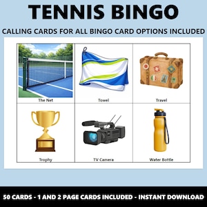 Tennis Bingo Cards: Tennis Themed Party Game (Instant Download) image 4