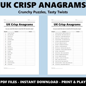 UK Crisp Anagrams Quiz: Englisches Snack Wortspiel (Instant PDF Download) Bild 2