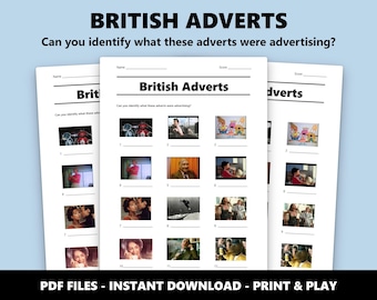 Concurso de imágenes sobre anuncios británicos: Preguntas y respuestas sobre anuncios de televisión clásicos (Actividad para jugar en una noche de juegos, descargable en PDF)