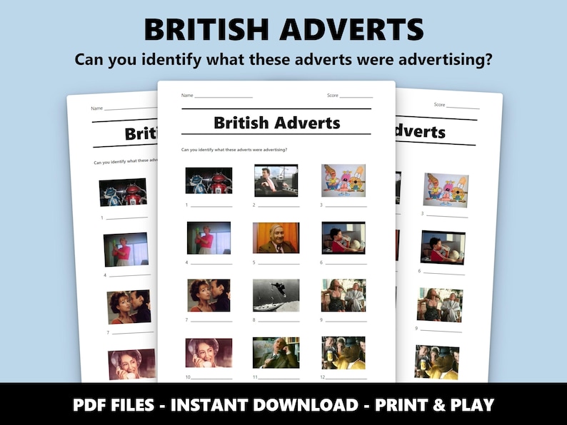 Quiz sur les publicités britanniques : anecdotes sur les publicités télévisées classiques (activité nocturne téléchargeable au format PDF) image 1