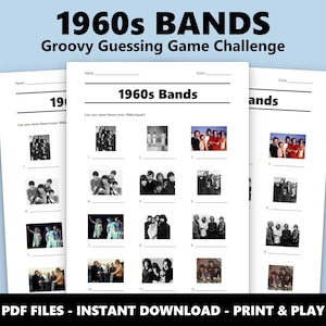 1960s Bands Picture Quiz: Fun Music Trivia Game for Parties (Instant PDF Download) image 1
