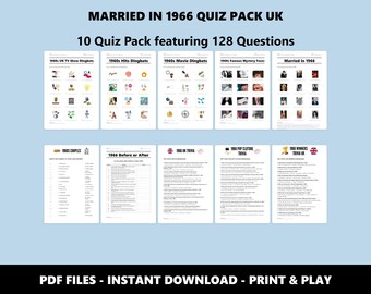Married in 1966 Quiz Pack UK: 60th Anniversary Trivia Bundle (Instant PDF Download)