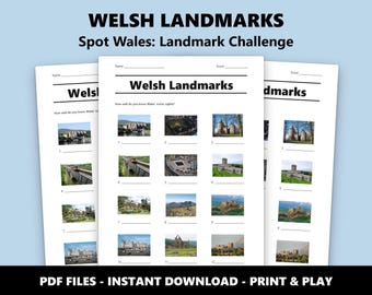 Welsh Landmarks Picture Quiz: Fun Trivia Game for Groups and Families (Instant PDF Download)