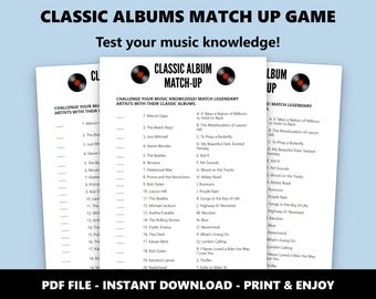 Classic Albums Match Up Quiz: Music Trivia Game (Instant Download)