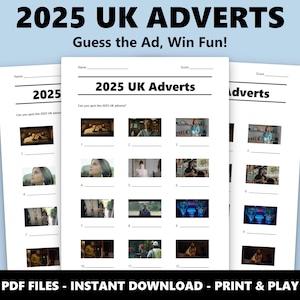 2025 British Adverts Picture Quiz Game: Printable Family Fun Trivia Game (Instant PDF Download) image 1