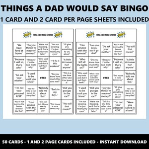 Dad Sayings Bingo: Classic Phrases Game (Instant Download) image 2