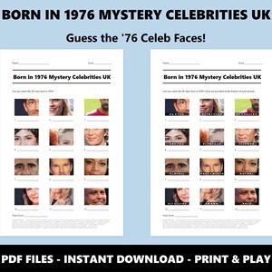 Born in 1976 Mystery Celebrities UK Picture Quiz: 50th Birthday Quiz Fun for Parties (Instant PDF Download) image 2
