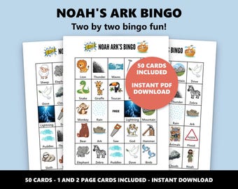 Sunday School Bible Bingo: Fun Noah's Ark Bingo Game For Kids - Instant Download PDF