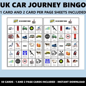 英国ドライブ旅行ビンゴ：家族で楽しめる英国ロードトリップビンゴゲーム（即時ダウンロード） 画像 2