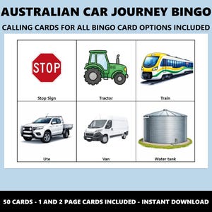 Bingo de viaje en coche por Australia: Juego de bingo para viajes por carretera en familia (Descarga instantánea) imagen 4