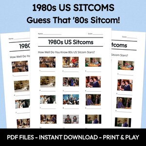Quiz en images sur les sitcoms américaines des années 80 : jeu-questionnaire à imprimer (téléchargement PDF) image 1