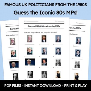 Famous UK Politicians from the 1980s Picture Quiz | Pub Quiz | Picture Round | Politics Quiz  | Trivia Questions | Family Game Night