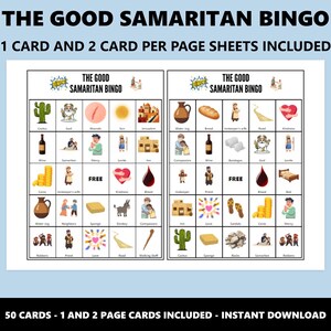 Der barmherzige Samariter Bingo: Bibel Gleichnis Themed Bingo Spiel (Instant Download) Bild 2