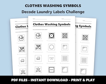 Laundry Symbols Quiz: Clothes Washing Picture Test (Instant PDF Download)