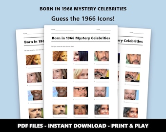 Cuestionario de fotos de famosos de 1966: Juego para celebrar el 60.º cumpleaños (Descarga instantánea en PDF)