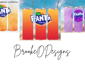 20oz PNG 3X Tumbler Sublimation Wraps/ 9.3inx8.2 in Fanta orange fanta fruit twist fanta grape