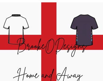 Camiseta de fútbol de Inglaterra PNG Descarga digital instantánea, diseño de camisetas locales y visitantes