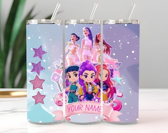 Kpop Demon 20oz Tumbler Png, Write Your name Huntr-ixs Girls Skinny Tumbler, Kpop Idol Group PDF, Mira, Rumi, Joey Png,Saja Boy Hunter png