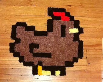 Stardew Valley Chicken Hand Tufted Rug (Brown)