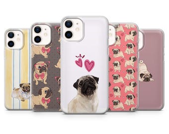 Pug Phone Case Cute Dog Animal Lover Cover for iPhone 17Pro, 16, 15, 14, 13, 12, Samsung S26, S25, S24, S23Fe, A16, A26, A56, Pixel 10, 9Pro
