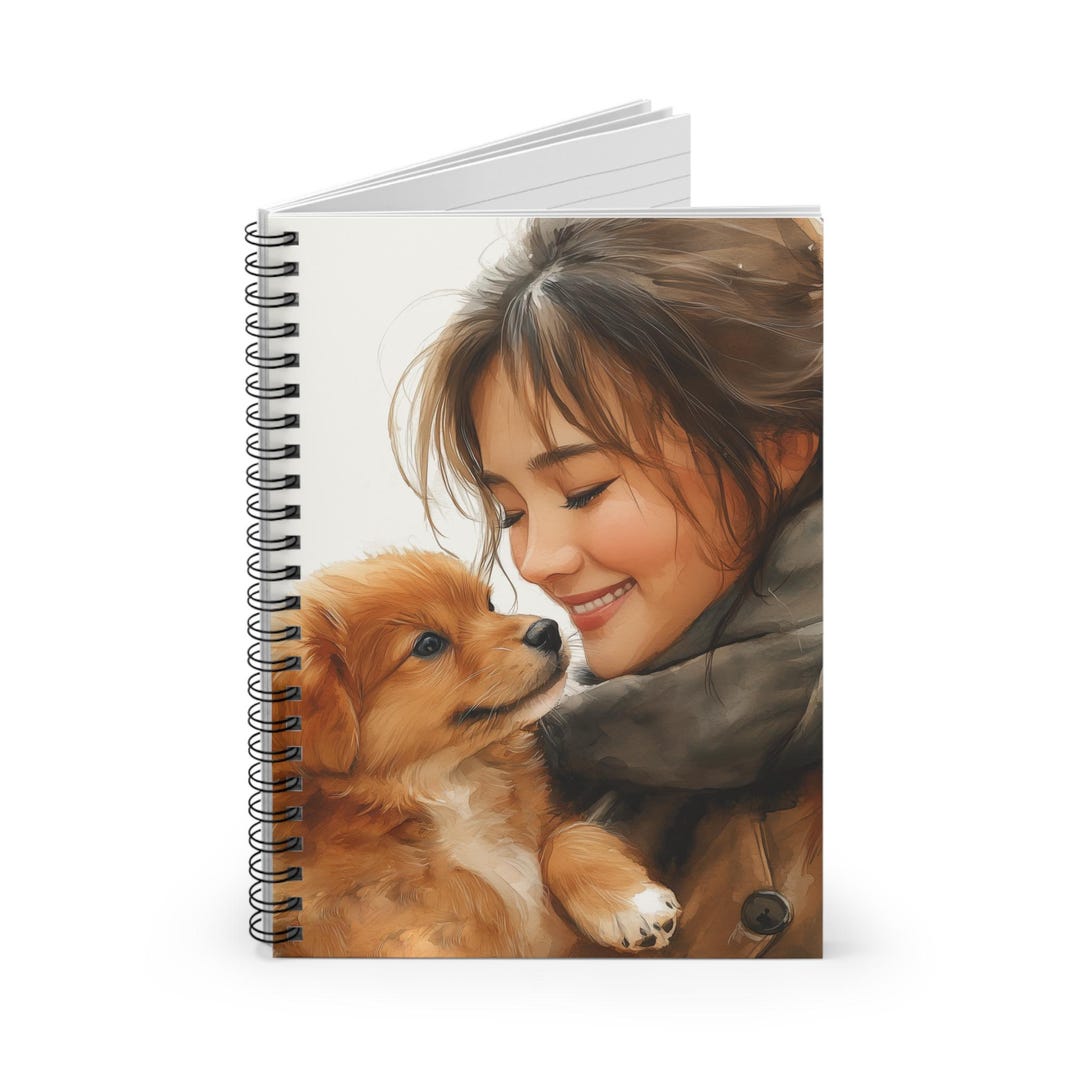 Spiral Notebook Asian Woman and Her Puppy Dog, Journal, Notepad, Diary ...