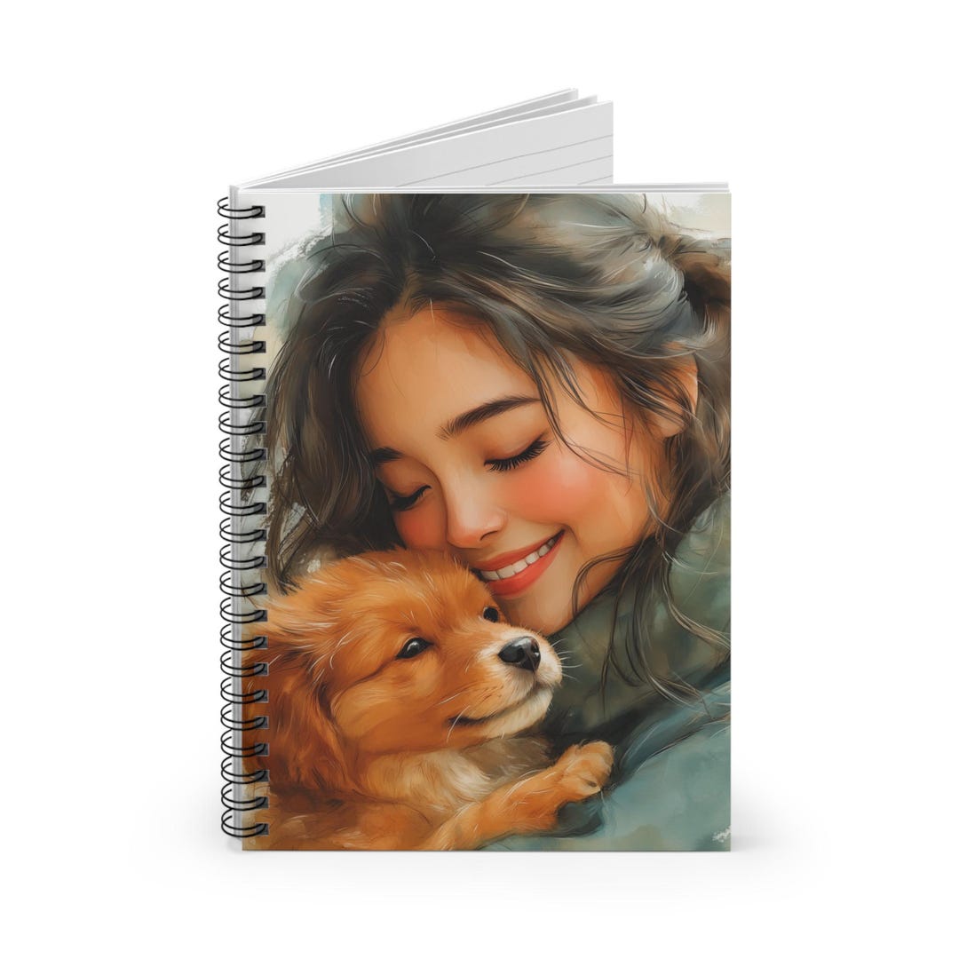 Spiral Notebook Asian Woman and Her Puppy Dog, Journal, Notepad, Diary ...