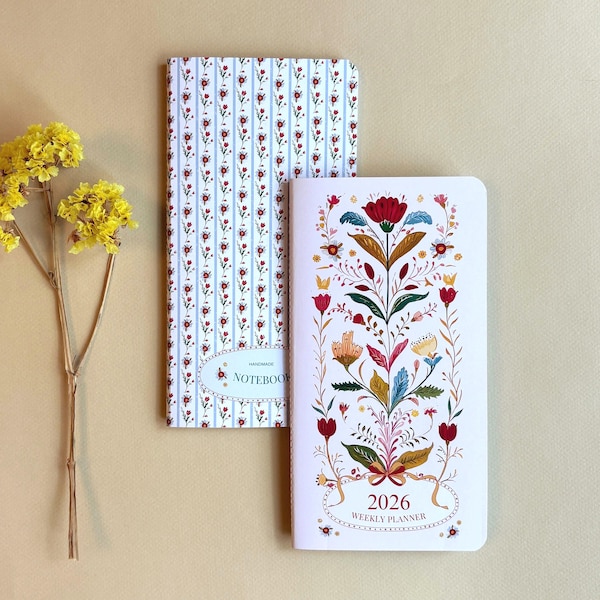 Sep 2026 – Aug 2027 and 2027 Weekly Planner + Notes | Stitched Binding | Traveler’s Notebook Insert