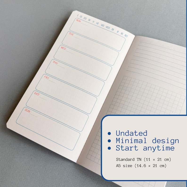 Travelers Notebook Inserts Set: Weekly and Notes - Standard Size, A5 - Etsy