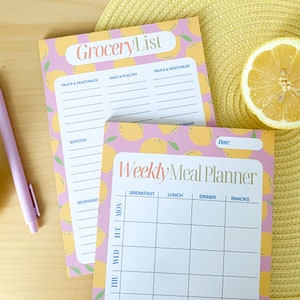 Agenda hebdomadaire de repas A5 et bloc-notes avec liste de courses : organisez votre cuisine, vos repas et vos courses