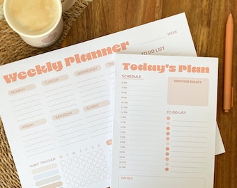 Weekly & Daily Planner Pad Set with Habit Tracker and to-do list! Streamline Your Days!