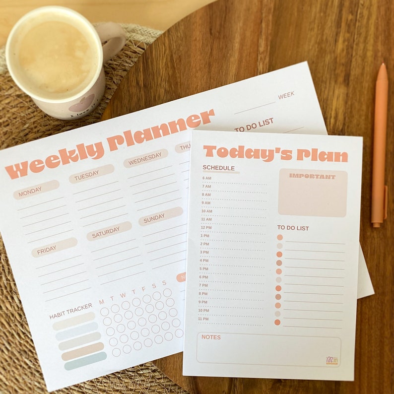 Weekly & Daily Planner Pad Set with Habit Tracker and to-do list Streamline Your Days image 1