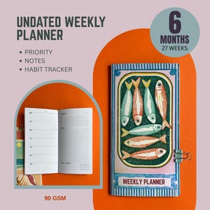 Traveler's Notebook Inserts. Weekly planner - Standard & Passport Size, A5 Standard 4.33×8.25in
