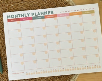 A4 Monthly Planner Pad. Desk Planner Monthly Notepad