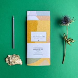 Juego de 3 cuadernos de viaje. Planificador sin fecha / "Flujo natural" / Semanal, mensual y notas / Tamaño estándar: 10 x 21 cm