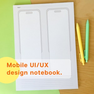 Mobile UI/UX design notebook. User interface & user experience design sketchbook for App designers and developers. UI Ux sketchpad.