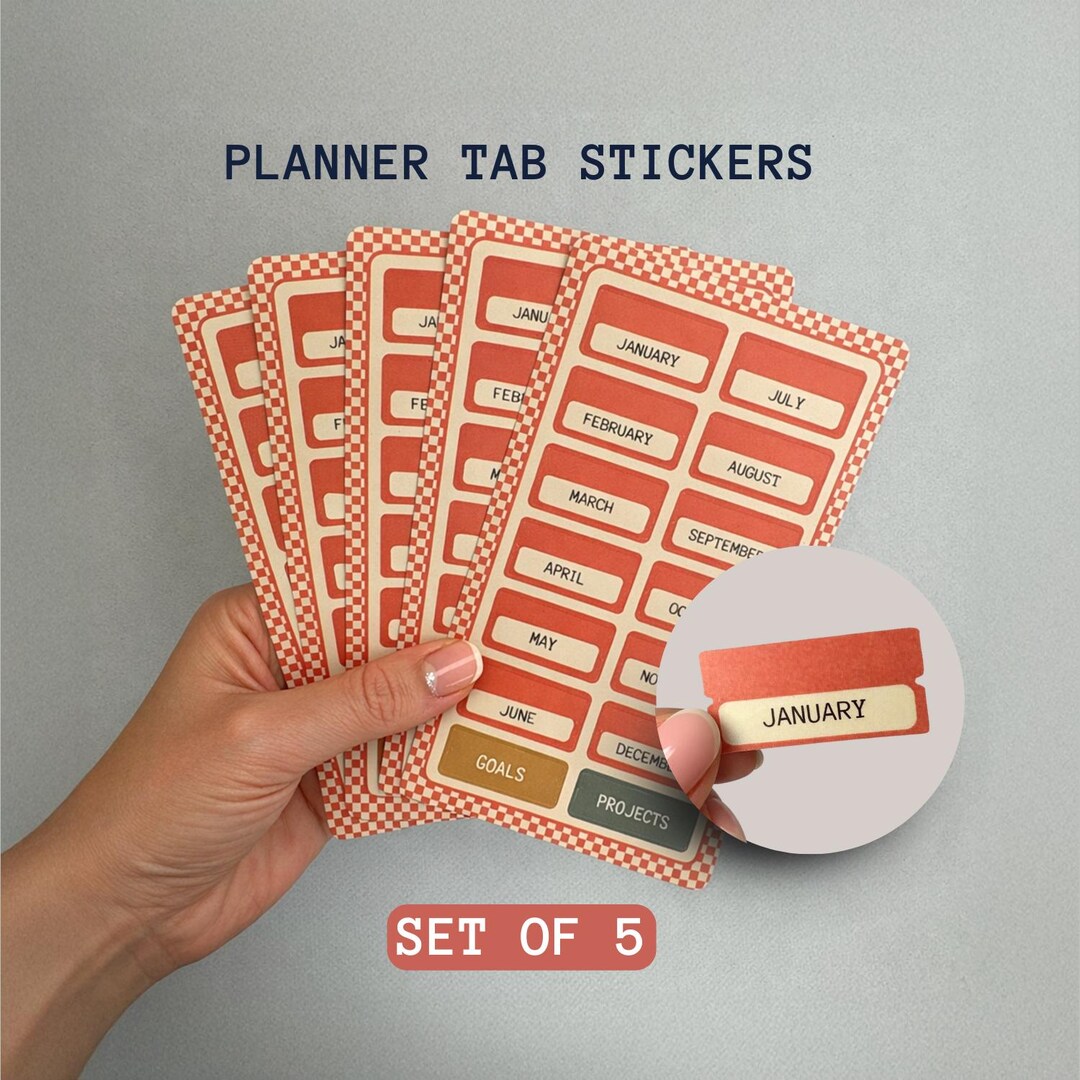 Retro Tab Stickers, Monthly Dividers for Planner and Journal - Etsy