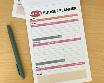Monthly A5 Budget Planner desk pad.