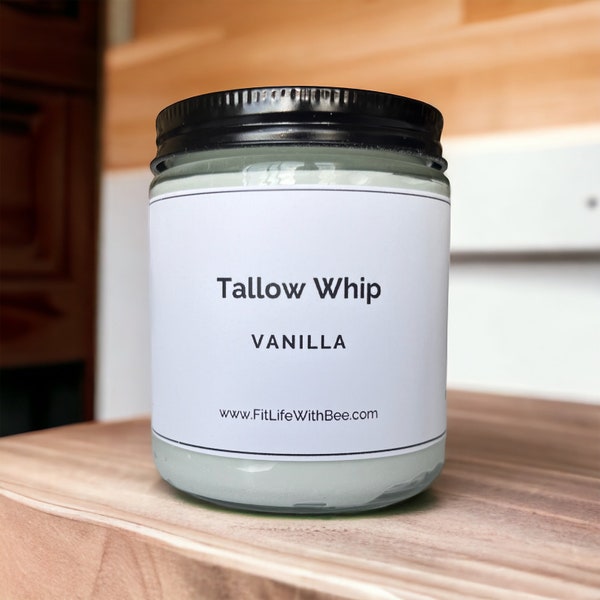 9oz - Whipped Grass Fed Tallow Cream Vanilla  | Natural Lotion